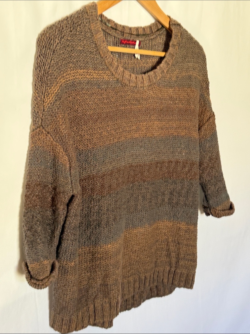 Striped Crewneck Sweater in Brown and Gray by (no brand)